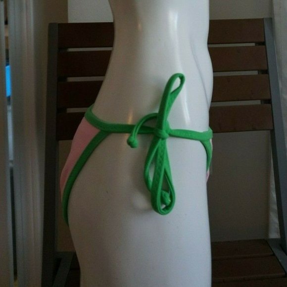 Point Conception Pink/Green Reversible Thin Tie Side Hip Pant size S NWT - Picture 8 of 9